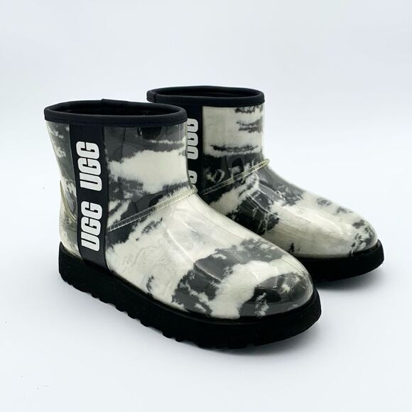 Ugg classic mini marble black and white winter rain boots - Picture 1 of 11